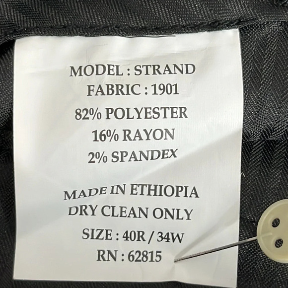 The Savile Row Strand Suit Pants in Black - NWOT - Size 34 Waist (Pants Only) - Picture 5 of 5